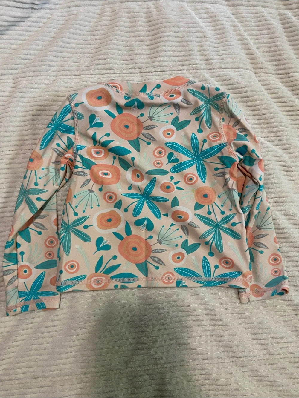 Ruffle Butts Teal & Peach Floral Long Sleeve Rashguard